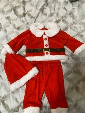 SHEIN Red and White Kids Santa Outfit with Brown Belt 1-3 months